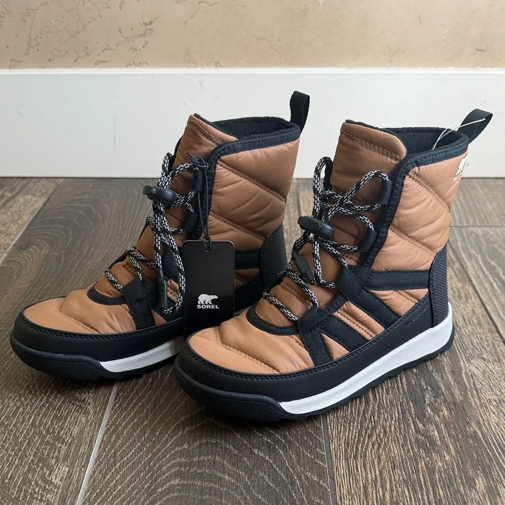 Sorel Girls’ Whitney II Elk/Black Short Lace Up Waterproof Boots—2